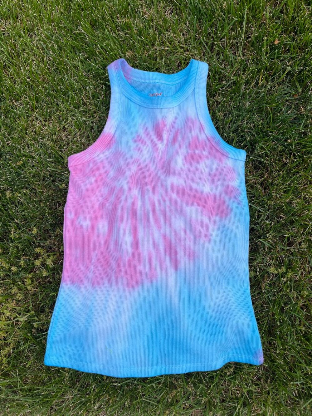 Child Large (10-12) Blue & Pink Spiral Tie-Dye Tank Top